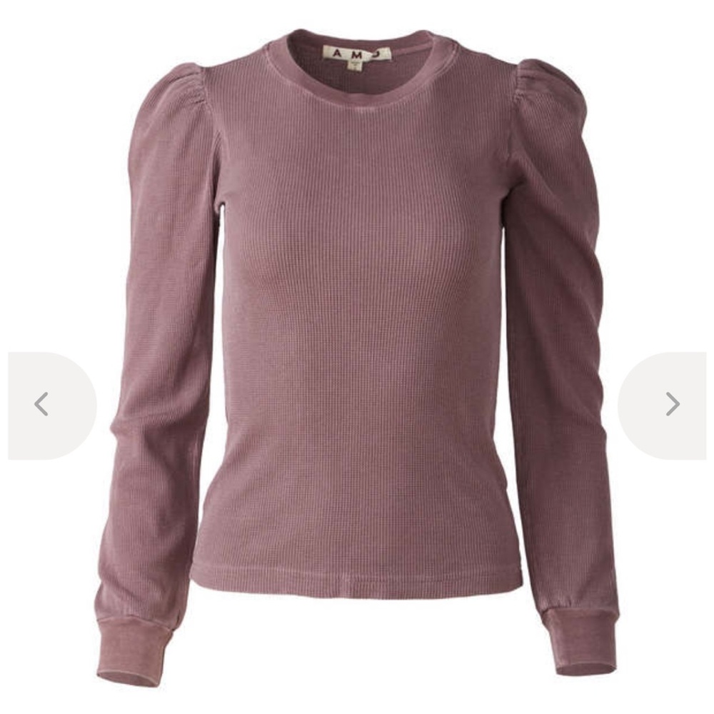 AMO Girly Thermal Top Bloodstone Puff Shoulder Sleeve M